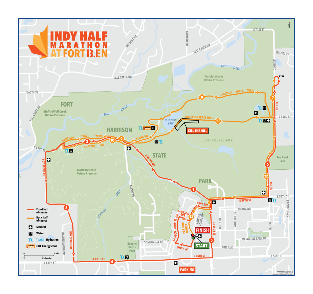 Road Closure Summary for Indy Half Marathon at Fort Ben City of